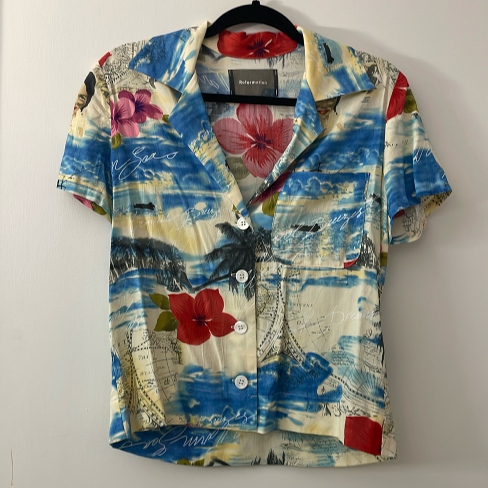 Reformation Hawaiian Short Sleeve Button down Shirt XS